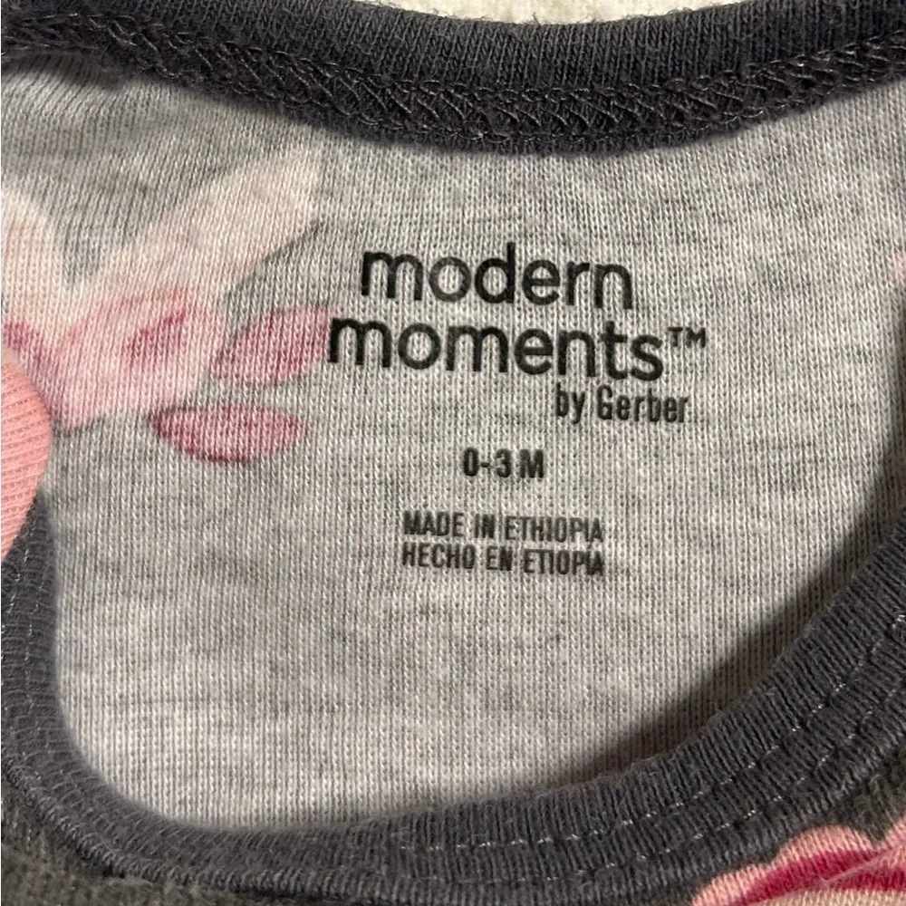 Floral‎ Bodysuit - Pink and Gray